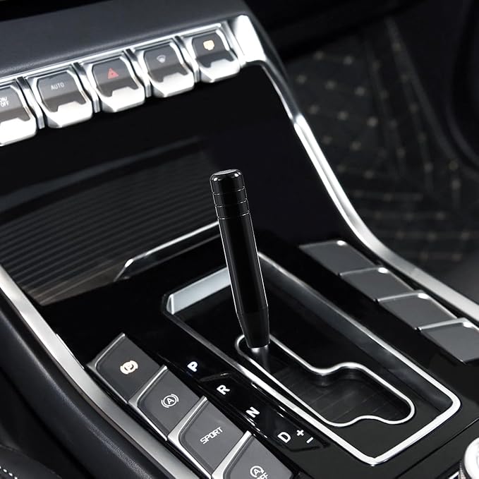 Long Shift Knob Weighted Aluminum Alloy Polished Metal Driving Handle Stick Gear Shifter Knobs Transmission Lever Fit Most Cars Trucks SUV Automated Manual Vehicles Black