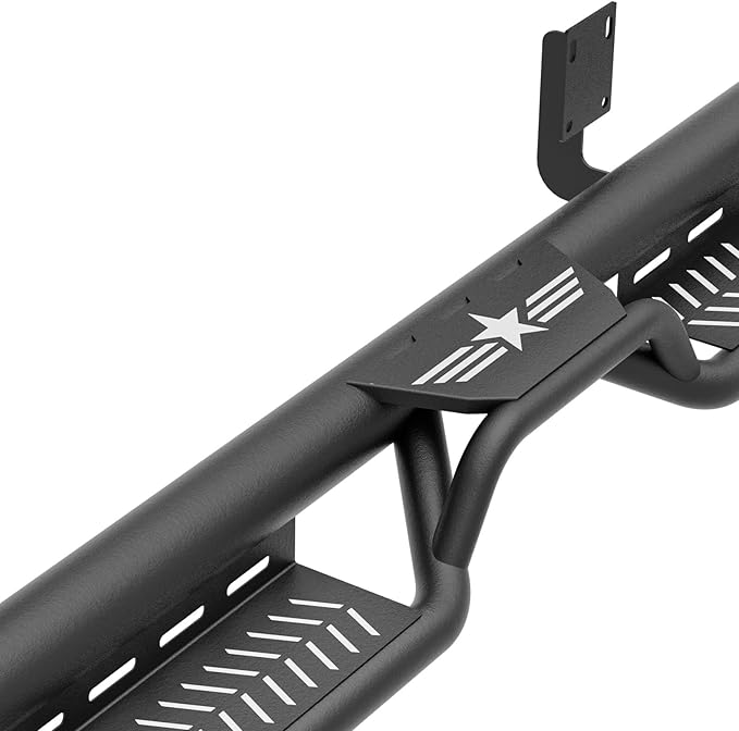 Three Raised Steps SuperCab Running Boards Compatible with 1999-2016 Ford F250 F350 Super/Extended Cab (2 Full Front & 2 Narrower Rear Doors) Side Steps, Nerf Bar Rock Slider Side Rails