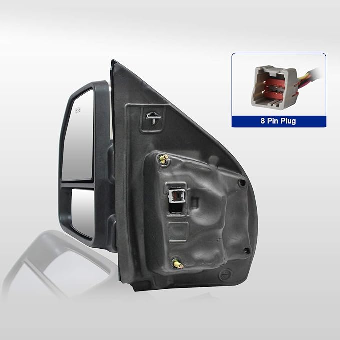 WLLW Towing Mirrors fit for Ford F150 Pickup Truck 2015 2016 2017 2018 2019, Chrome Cap Power Heated with Turn Signal - 8 Pin Plug