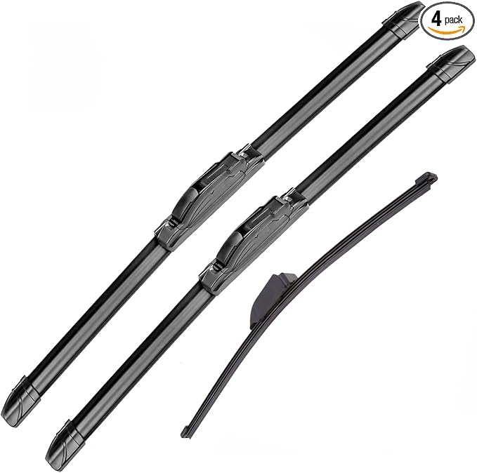 Front and Rear Windshield Wipers (pack of 4 pcs) for 2008 2009 2010 2011 2012 Mini Cooper R55 (Rear Double Doors)18" + 19" Front Windscreen wipers and 12" Rear Wiper blade