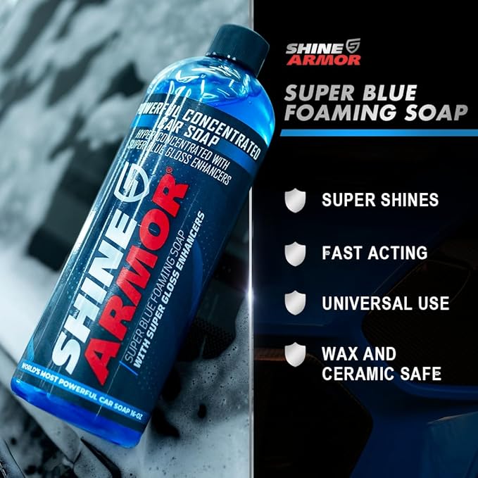 Wash and Shine Premium Car Cleaning Starter Kit - Spray Wash Soap, Tire Shine Gel, and Ceramic Spray