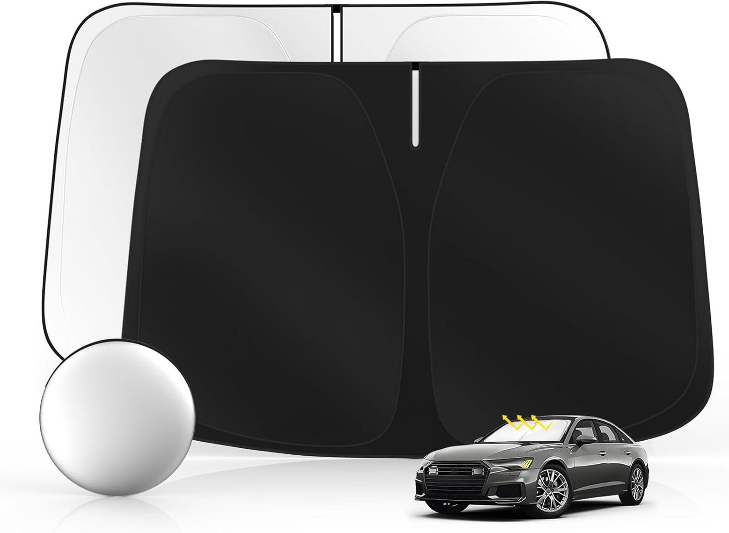 Windshield Sun Shade for Audi A6 2019-2025 Foldable Sunshade Custom Fit Front Window Car Interior Accessories Protector Blocks UV Rays