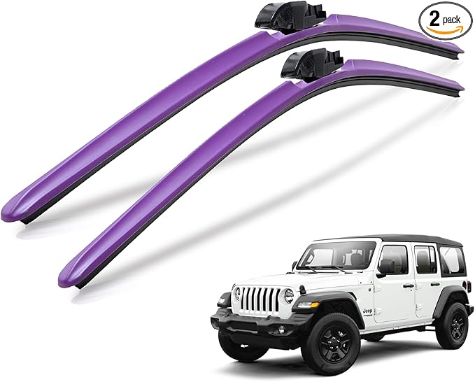 Clix Wipers - Jeep Wrangler & Gladiator (16"/16") Purple Windshield Wiper Blades (All Wrangler & Gladiator Models), All-Weather Replacement Wipers-Set of 2, Includes Quick Connect Clips (1997-2025)