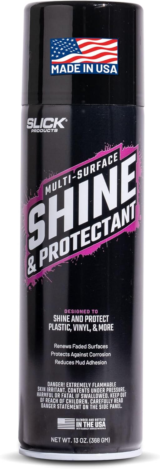 Slick Products Multi-Surface Shine & Protectant Spray – High Gloss Silicone-Based Aerosol for Interior & Exterior Plastic Vinyl Rubber – UV Protection, No Drip Formula, Smells Great, 17.35 fl oz