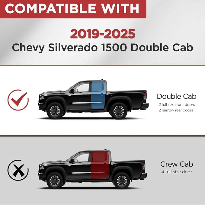 6" Running Boards Compatible with 2019-2025 Chevy Silverado 1500 Extended Cab Black Aluminum Alloy Side Steps Nerf Bars