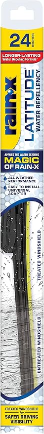 Rain-X 5079280-2 Latitude 2-In-1 Water Repellent Wiper Blades, 24 Inch Windshield Wipers (Pack Of 1), Automotive Replacement Windshield Wiper Blades With Patented Water Repellency Formula