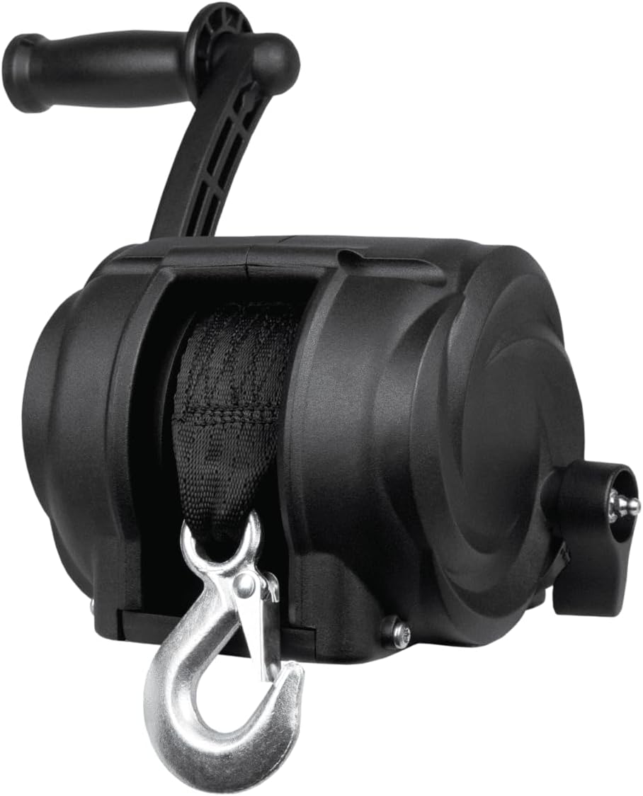 Powerwinch Premier Series 2000 Manual Trailer Winch for Boat Trailers, 2000 lb Capacity, Fully Assembled, Die Cast Aluminum Housing, 20' Strap, Easiest Operation on The Market, 4.75:1 Gear Ratio.