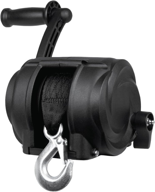 Powerwinch Premier Series 2000 Manual Trailer Winch for Boat Trailers, 2000 lb Capacity, Fully Assembled, Die Cast Aluminum Housing, 20' Strap, Easiest Operation on The Market, 4.75:1 Gear Ratio.