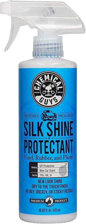 Chemical Guys Silk Shine Tire and Trim Dressing and Protectant – Non Greasy Spray for Vinyl, Plastic and Rubber Surfaces – Restores Shine and Protection for Cars, Trucks, Motorcycles and RVs, 16 oz