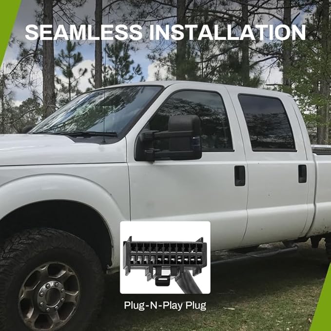 DWVO Tow Mirrors for 2008-2016 Ford F-250/F-350/F-450/F-550 Super Duty, Rear View Towing Mirror, Electric Heated Telescoping Side Mirrors with LED Turn Signals, Power Folding, Left & Right Pair, Black