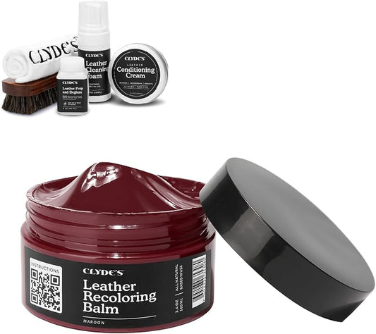 Clyde's™ 4-Step Leather Recoloring Kit | Includes Brush and Lint-Free Towels | Cleans, Restores, and Protects Your Leather