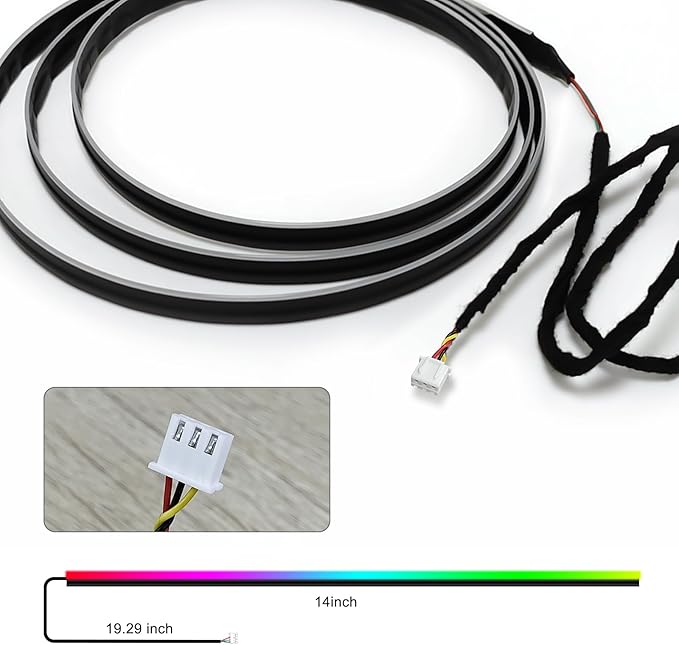 Dreamcolor Acrylic Interior Car LED Strip Light 14-inch, which fit for dreamcolor Main Controller Connects and sub-Controller kit (not Including), Not Applicable dreamcolor 5 in 1(Single Controller)