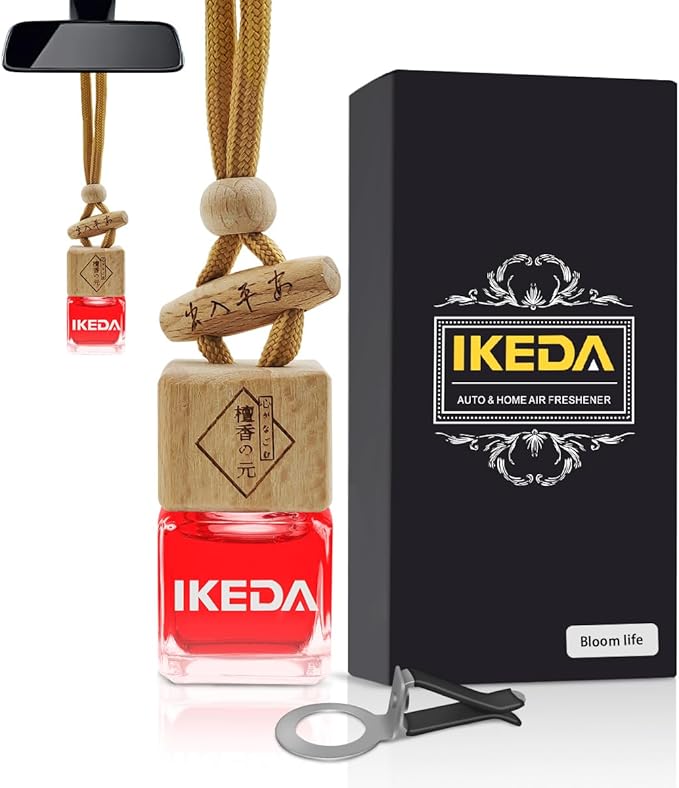 Car Air Freshener, Square Hanging Car Scent with Vent Clip Bottle, Long Lasting Fragrance, Essential Oil Diffuser, Odor Eliminator Deodorizer (Square-Bloom Life)
