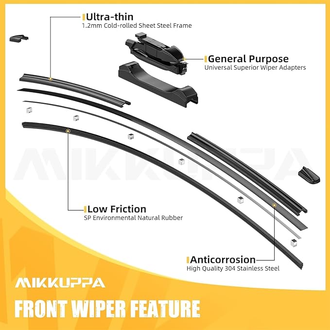 MIKKUPPA 28"+28" Front Wiper Blades, Replacement for 2013-2020 Ford Escape, 2015-2020 Edge, 2012-2018 Focus - All Season Windshield Wiper Blades, Pack of 2