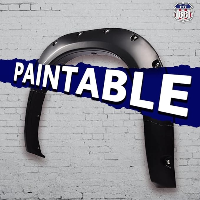 PIT66 Fender Flares, Compatible With 2011-2018 Ford Ranger T6 (2015-2018 Model Must Remove Factory Mudflaps) Paintable Smooth Matte Pocket Riveted Style Wheel Flares, 4PCS