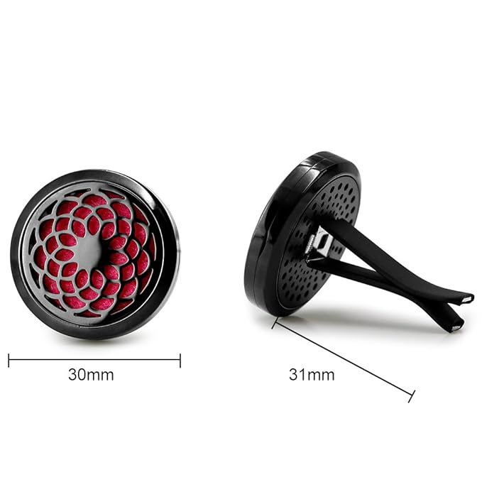Car Air Freshener Vent Clip - 2PCS 30mm Black Car Essential Oil Diffuser Vent Clips for Home Office Room with 12 Felt Pads Mother's Day, Birthday Gift for Women & Men