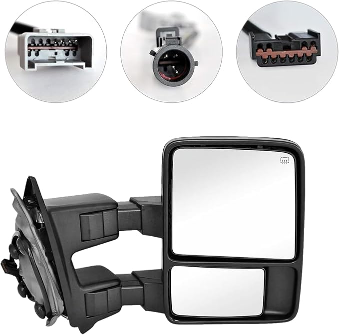 Towing Mirrors Left & Right Pair Set For 99-07 F-250 F-350 F-450 F-550 Super Duty, 01-05 Excursion, Power Heated,Amber Signal Light, Black Mirror Lh Rh Driver Passenger Door Replacement