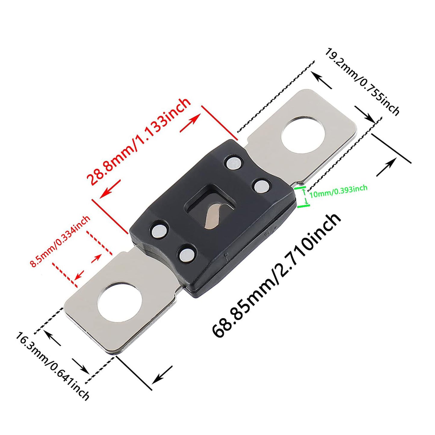 150A MEGA High Current Fuse - 150 Amp Bolt-on Fuse for Cars, Trucks, Construction Vehicles, Buses, Caravans (2 Pcs)
