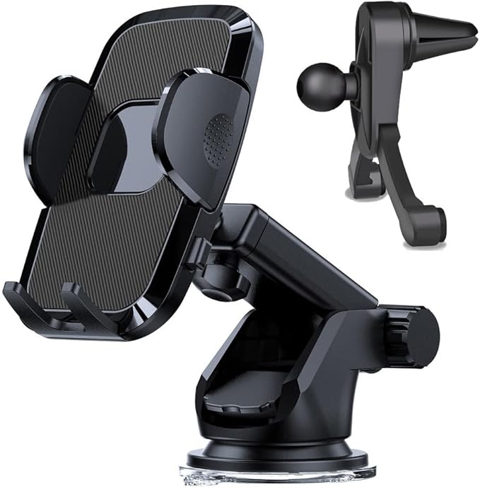 2025 Premium Universal Car Phone Mount 3-in-1 Upgraded Edition Compatible with Dashboard/Windshield/Vent/Truck Mounts Fits iPhone 17/16/15 Pro Max/14 and Samsung/Android Devices