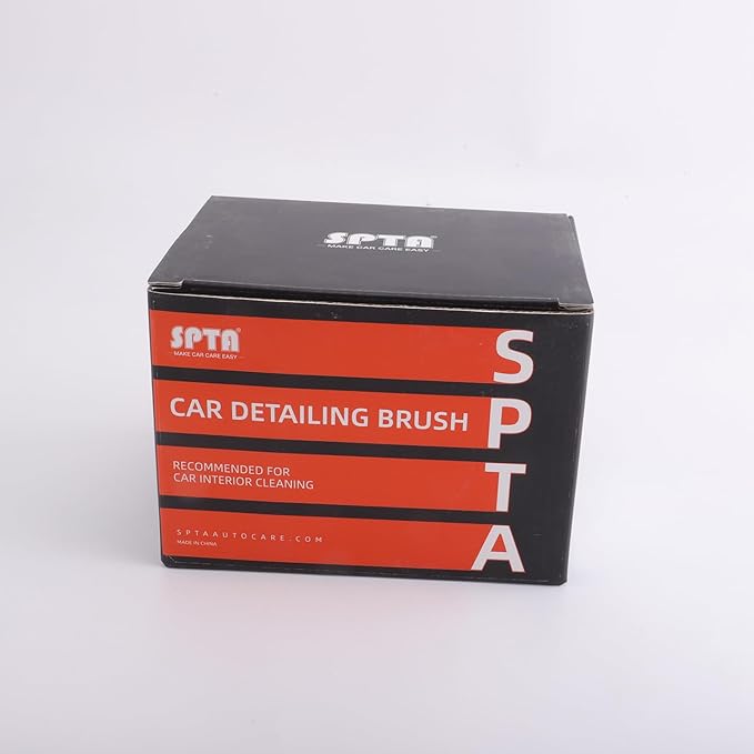 SPTA Ultra Soft Detailing Brush, Car Detail Brush, Orange Handle XL Synthetic Brush - Ultra Soft Bristles, Comes with Storage Rack, Covers Large Area Inside or Outside Vehicles