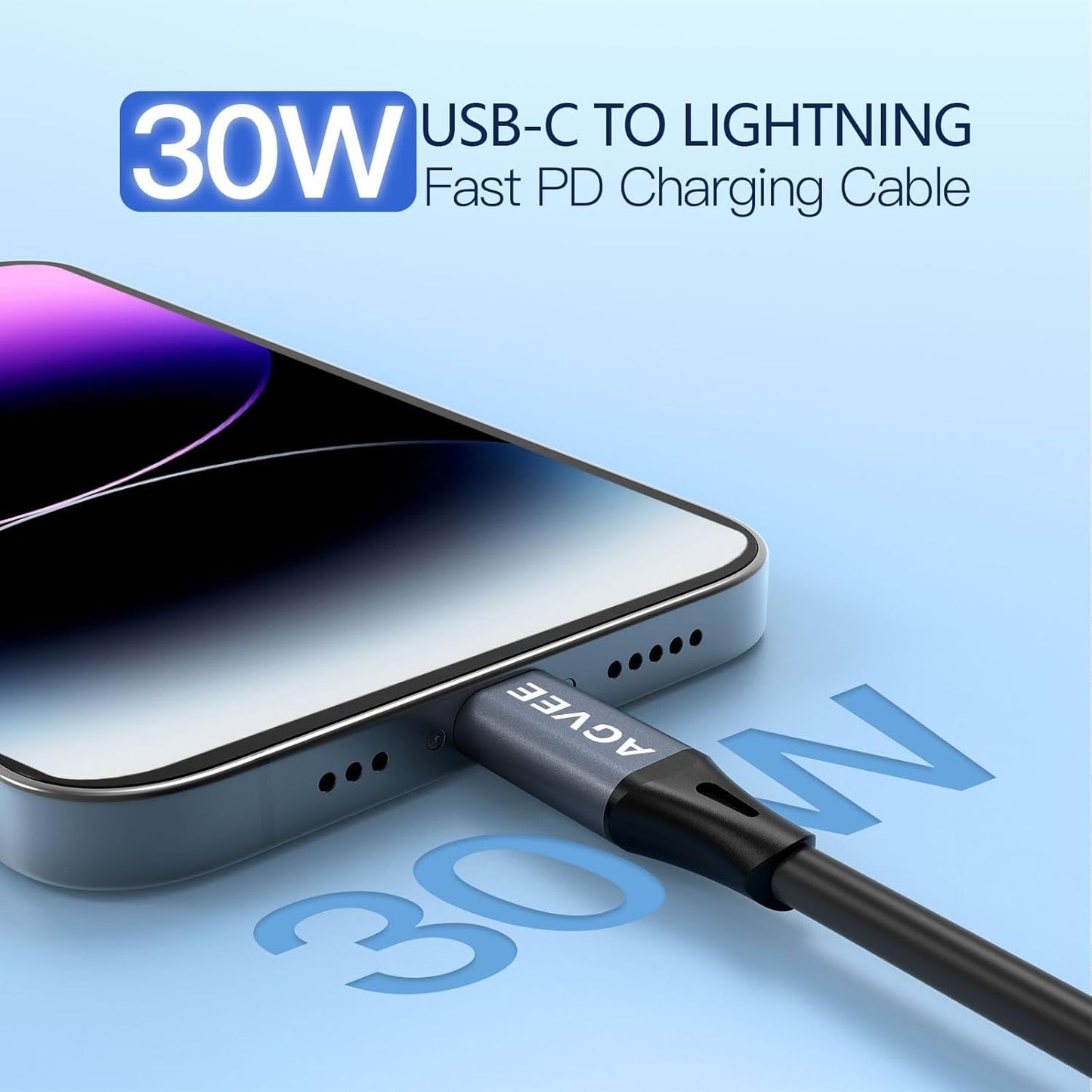 AGVEE 2 Pack 5ft Coiled Short USB-C to Lightning Charging Cable [MFI Certified] 30W PD Fast Charger Cord in Car for iPhone 14/13/12/11/XS/8/7/6/5 CarPlay, iPad, iPod, Dark Gray