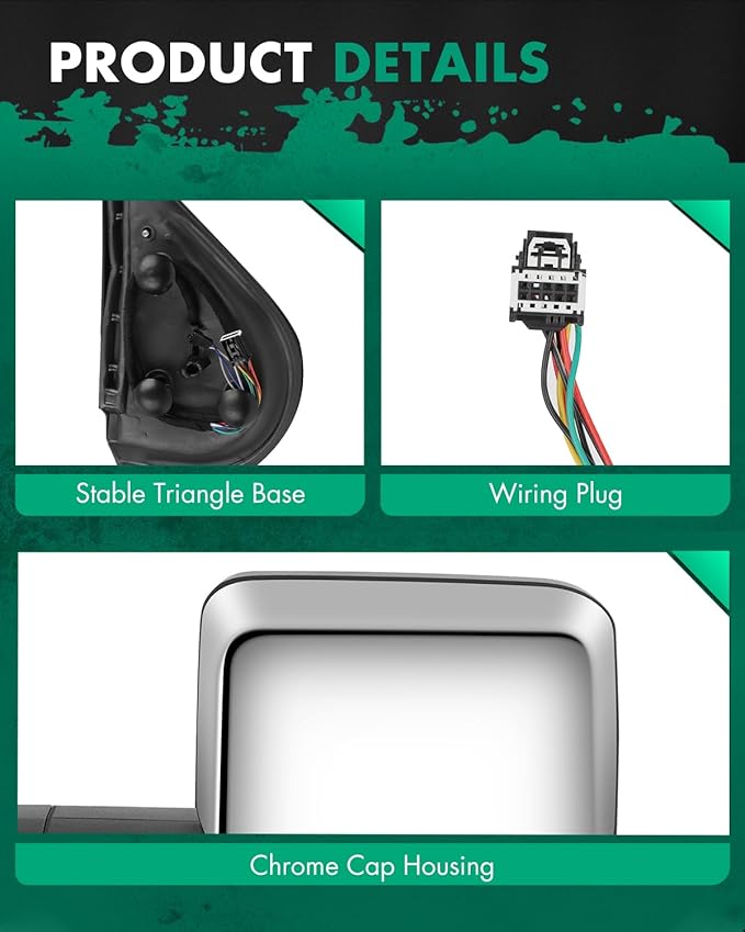 SCITOO Towing Mirrors Tow Mirrors Chrome Truck fit for 2008-2013 For Chevy Silverado For GMC Sierra All Models with Pair LH RH Power Adjusted Heated LED Turn Signal Running Light