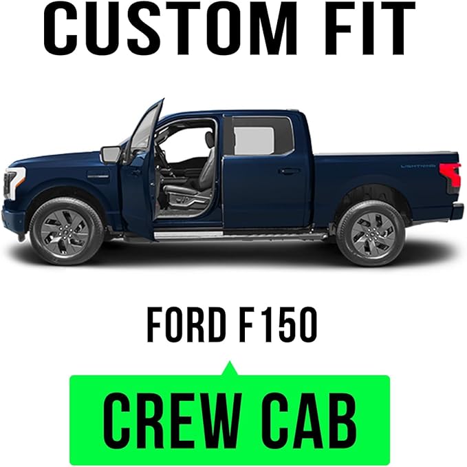 Floor Mat Custom Fit Ford F-150 /F-150 Lightning 2015-2024 2025 SuperCrew Cab, All Weather TPE Floor Mats for Ford F150 1st & 2nd Row Full Set Cargo Liner(Black)