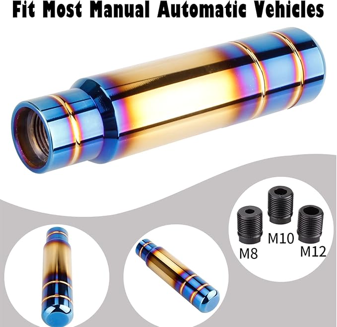 BARTOO Aluminum Alloy Heavy Weighted Shifter Knob, 5" Auto Gear Shift Knob, Car Gear Lever Stick Shifter Handle,with 3 Threaded Adapters M8 M10 M12,Fit Most Automatic Manual Vehicle(Gold Plated)