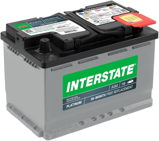Interstate Batteries Automotive Battery 12V 70Ah (Group Size H6, 48) 760CCA SLI AGM Automobile Replacement Battery for Cars, SUVs, Sedans, Trucks (MTX-48/H6)