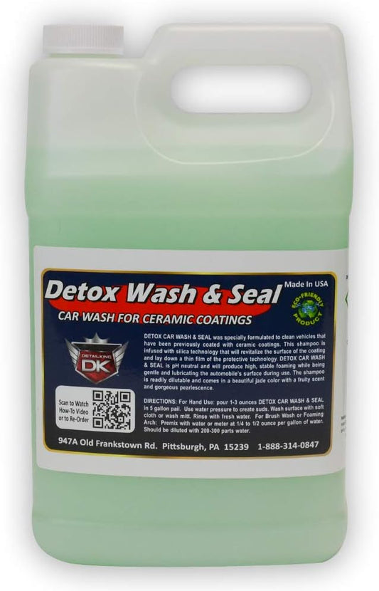 Detail King Detox Car Wash and Car Sealant Foam Soap for Ceramic Coatings - Hydrophobic - Silica Based Technology - Gallon