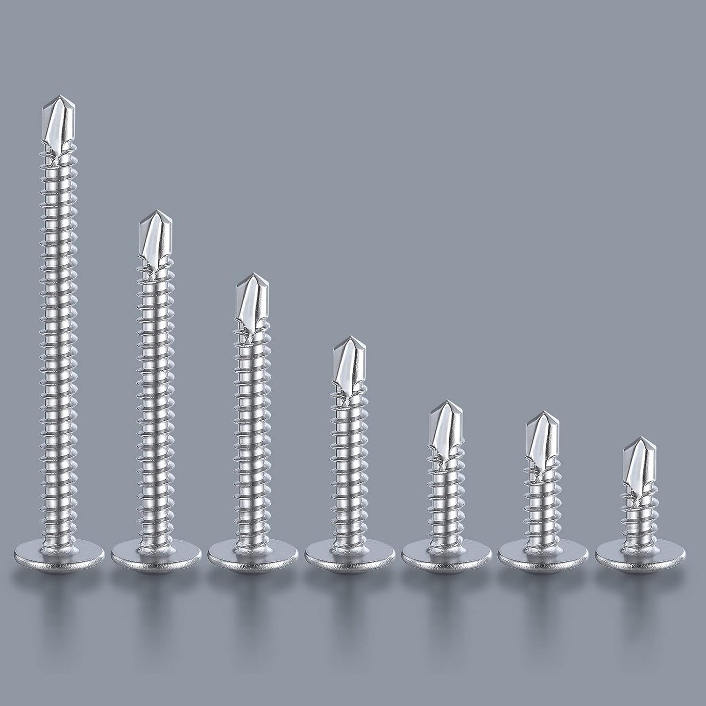 Wensilon（300pcs）#8×5/8”for Sheet Metal Self-Tapping Screws 410 Stainless Steel Truss Head High-Strength Quick Tapping Screws