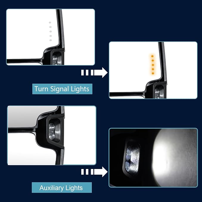 AERDM Towing Mirrors Compatible with Ford F150 2004 2005 2006 2007 2008 2009 2010 2011 12 13 2014 Power Heated with Smoke Signal and Puddle Light Tow Mirrors Pair set Pickup Truck Tow Mirrors Pair set