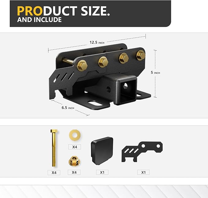 Tow Hitch 2 Inch, for Ford Bronco Tow Hitch Trailer Kit Compatible for 2021-2025 Ford Bronco 2 Door & 4 Door Hitch Receiver with Cover, Rear Bumper Towing Hook Combo (Exclude Bronco Sport)