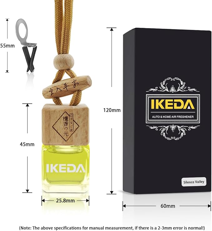 Car Air Freshener | Square Hanging Car Scent with Vent Clip Bottle | Long Lasting Fragrance | Essential Oil Diffuser | Odor Eliminator Deodorizer (Square-Silence Valley)