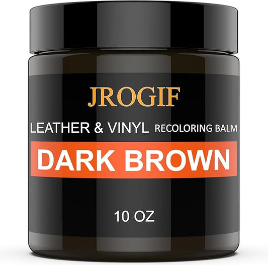 Leather Recoloring Balm, Leather Repair Kit for Furniture, Leather Dye, Leather Color Restorer for Couches, Leather Scratch Remover, Leather Paint for Furniture (10 OZ Dark Brown)