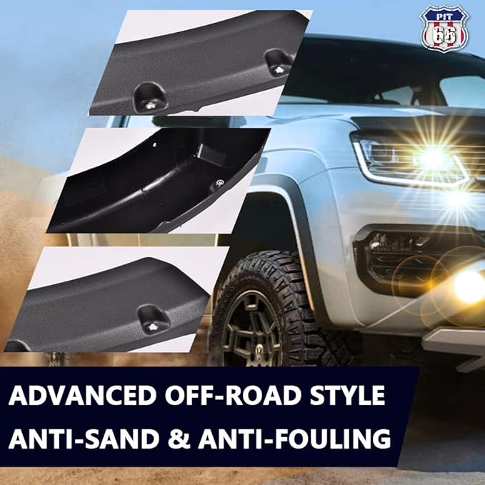 PIT66 Fender Flares,Compatible with 2004-2008 Ford F150(NOT For Heritage), Rugged Black Pocket Riveted Textured Style Wheel Flares Set, 4 Pcs