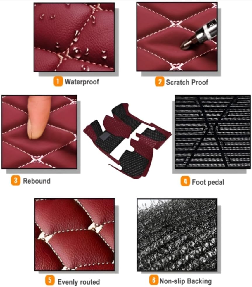 Add Personal Touch to Your Vehicle with IMEISH Customizable Logo Text Car Mats for 99% of vehiclesPads Protection Non-Slip Leather Floor Liners (Light Brown)