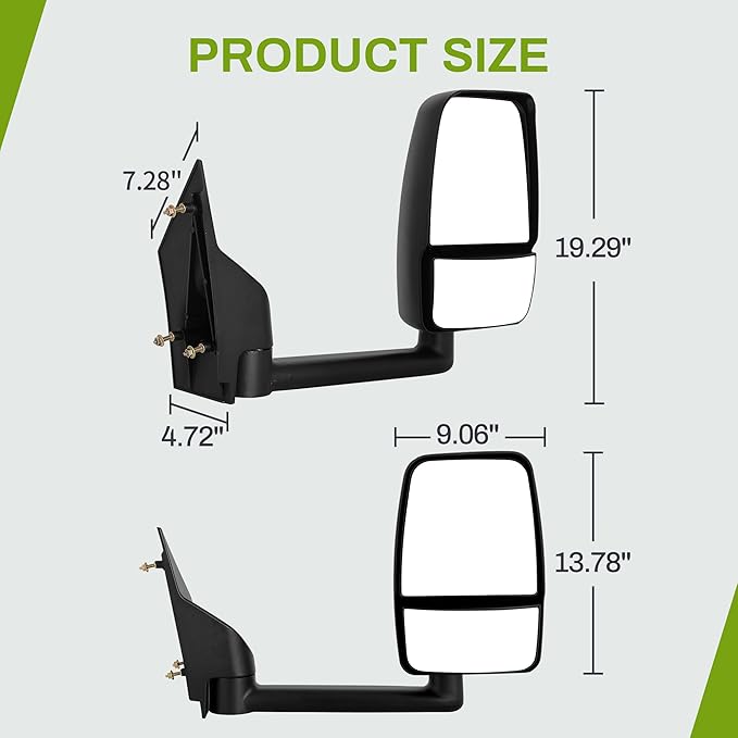 AUTOSAVER88 Towing Mirrors Compatible with 2003-2019 Chevy Express GMC Savana 1500 2500 3500, Manual Folding Manual Control Glass Door Mirror Side Mirror Tow Mirror Black Housing