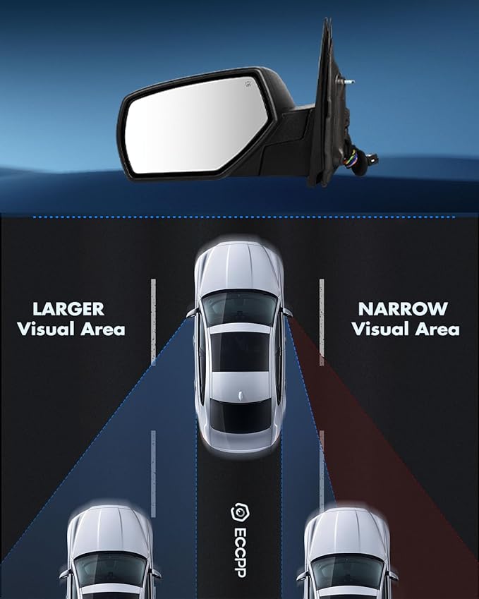 ECCPP Towing Mirrors Fit For 2014-2018 For Chevrolet Silverado 2014-2018 For GMC Sierra With Left Right Side With Power Heated Turn Signal Light on cover Clearance lamp Black Texture Tow Mirrors