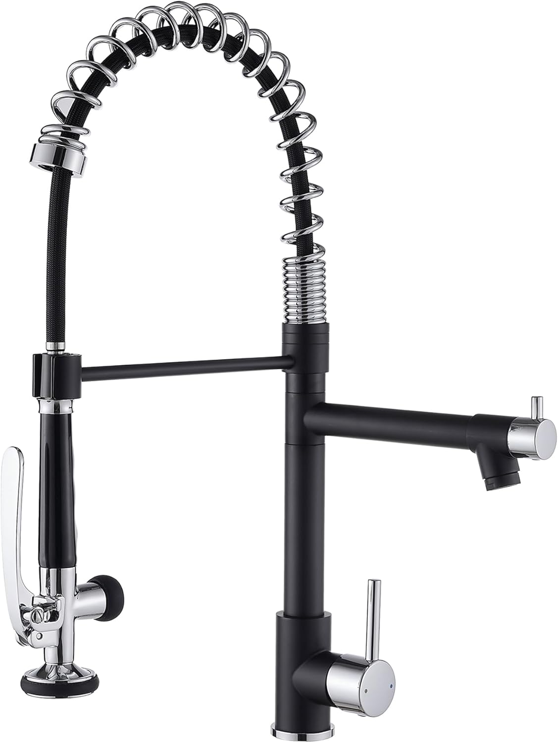 Fapully Kitchen Sink Faucet, Pull Down Kitchen Faucet, Black and Chrome Kitchen Faucets with Sprayer, Single Handle Single Hole Faucets for Kitchen Sinks