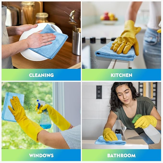 HOMEXCEL Blue Microfiber Cleaning Cloth 6 Pack 12.5 x 12.5 inch Microfiber Towels for Cars Ultra Absorbent Car Washing Cloth Lint Free Streak Free Cleaning Rags for Car, Kitchen Window