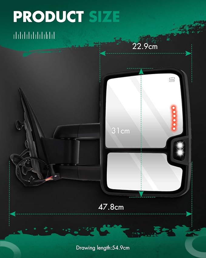 SCITOO Towing Mirrors Rear View Mirrors Fit for 2014-2018 for Chevy Silverado/for GMC Sierra 1500 2015-2018 for Chevy Silverado/for GMC Sierra 2500 HD 3500HD with Power Heated Signal Backup Light