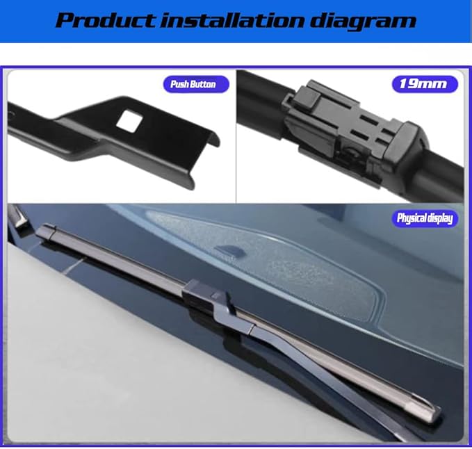 Front and Rear Windshield Wiper Blades (pack of 3pcs) for 2007-2012 Hyundai Veracruz IX55 24" + 20" Front windscreen wiper and 14" Rear Windscreen Wiper