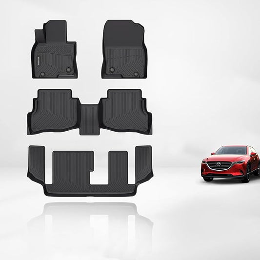 KELCSEECS Floor Mats Custom for 2016-2023 Mazda CX-9 (Only Fit 7 Passenger) Waterproof Car Mats All Weather Mats Guard Automotive Floor Liners Front& Rear& 3rd Row Mazda CX9 Accessories Black