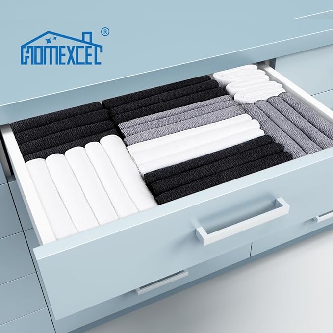 HOMEXCEL White Microfiber Cleaning Cloth, 12 Pack Premium Microfiber Towels for Cars, Lint Free, Scratch-Free, Highly Absorbent, Reusable Cleaning Rags for Car, Household, Kitchen, Window, 11.5"X11.5"