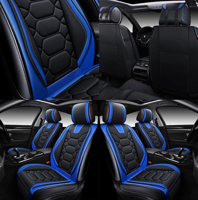 OASIS AUTO Car Seat Covers Front Seats, Waterproof Faux Leather Seat Covers for Cars Universal Fit for SUV, Truck, Sedan, Black Premium Car Seat Protector with Cushions