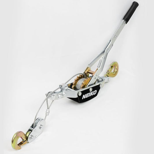 NEIKO 02253A Come Along Winch, 3-Ton (6,000 Lbs) Pulling Capacity, 9.8Ft, 2 Hook, Heavy Duty Power Cable Come Along Tool with Dual Gears, Hand Winch Cable, Automotive Hoist Winch Puller, Recovery Gear
