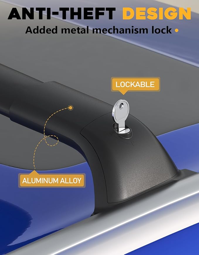 Tuyoung All Aluminum Roof Rack Cross Bars Fit for 2023-2026 Honda CRV CR-V & CRV Sport Hybrid, 260lbs Lockable Heavy Duty Crossbar Roof Rail Rooftop Skiboard Canoe Kayak Bike Cargo Luggage