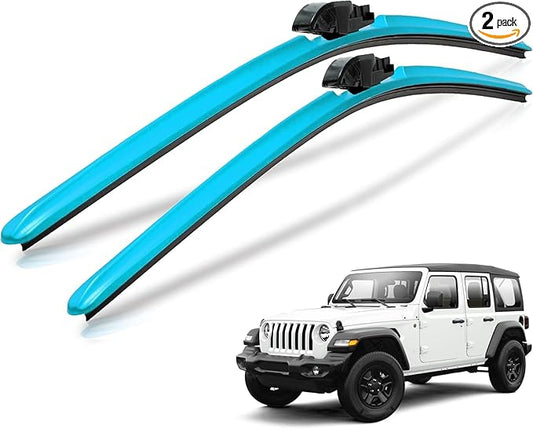 Clix Wipers - Jeep Wrangler & Gladiator (16"/16") Teal Windshield Wiper Blades (All Wrangler & Gladiator Models), All-Weather Replacement Wipers-Set of 2, Includes Quick Connect Clips (1997-2025)