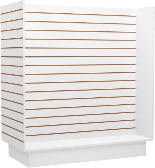 WISDOMFUR H-Unit Slatwall Gondola Display – 4 ft White Freestanding Retail Fixture for Merchandising, Store Displays & Showrooms